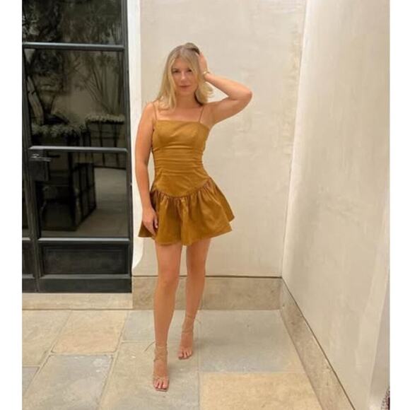 Maeve Women’s Drop‎ Waist Neutral Backless Romantic Mini Dress Sz L - Picture 9 of 9